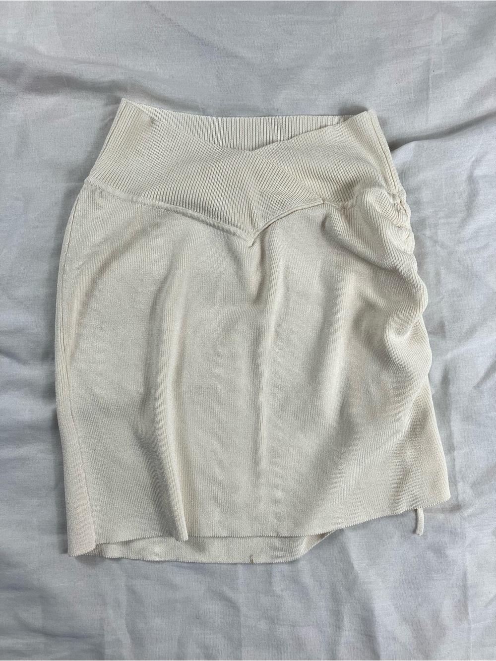 Aya Muse Off White Ruched Knit Skirt